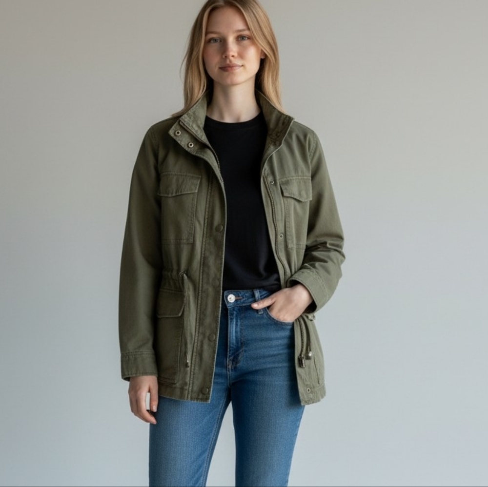 Madewell Cargo Utility Jacket in Olive Size Small $128